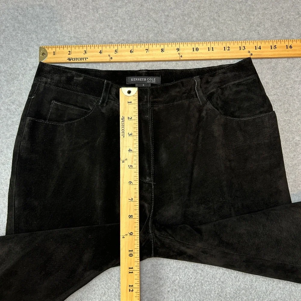 Y2K Kenneth‎ Cole New York Black Suede Leather Pants Straight Leg Womens Size 2